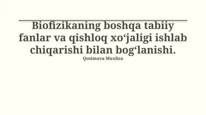 Biofizika va suv resurslarini boshqarish