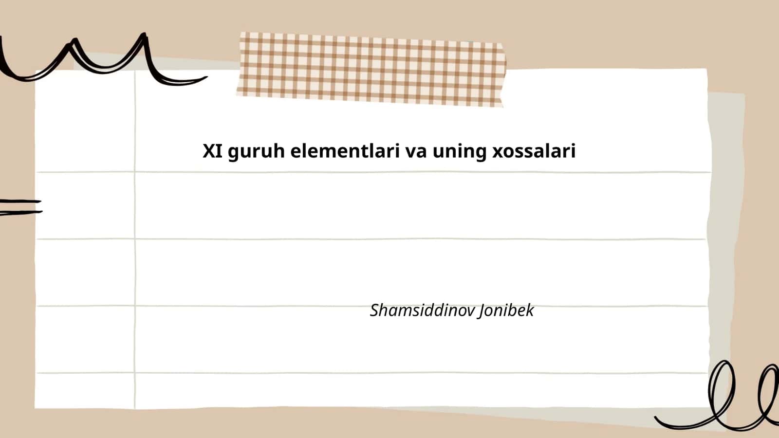 XI guruh elementlari va uning xossalari