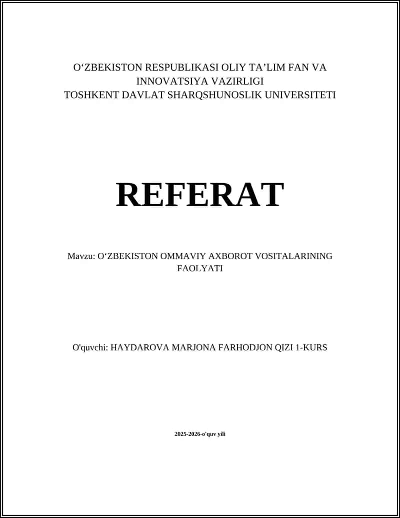 Oʻzbekiston Ommaviy Axborot Vositalari Faoliyati