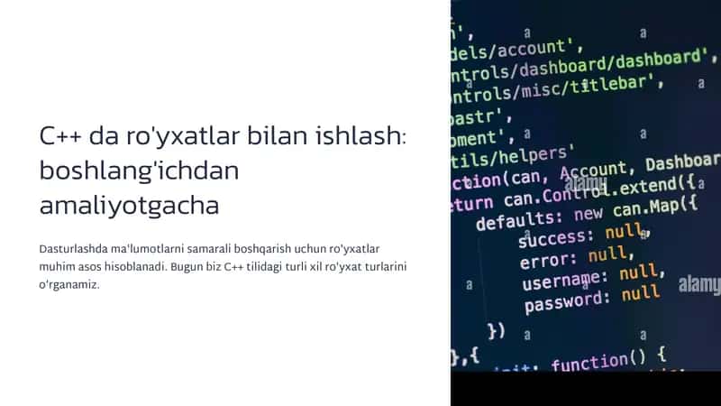 C++ da ro'yxatlar bilan ishlash boshlang'ichdan amaliyotgacha