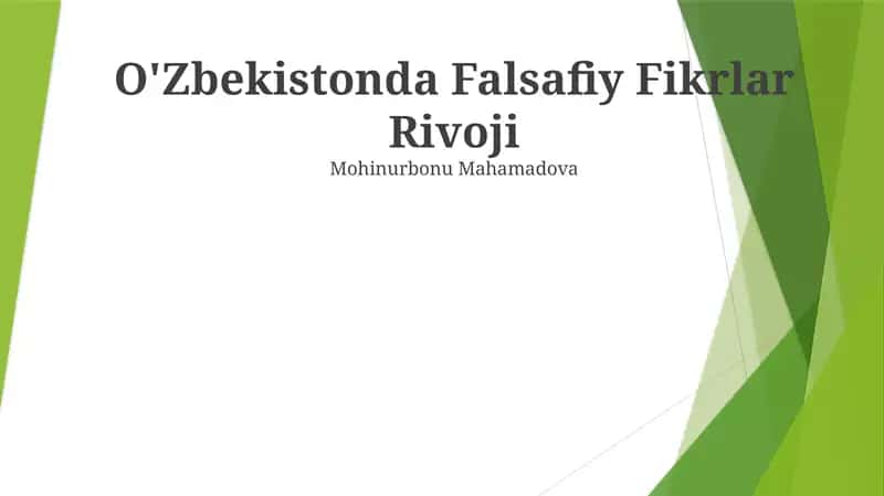 O'Zbekistonda Falsafiy Fikrlar Rivoji