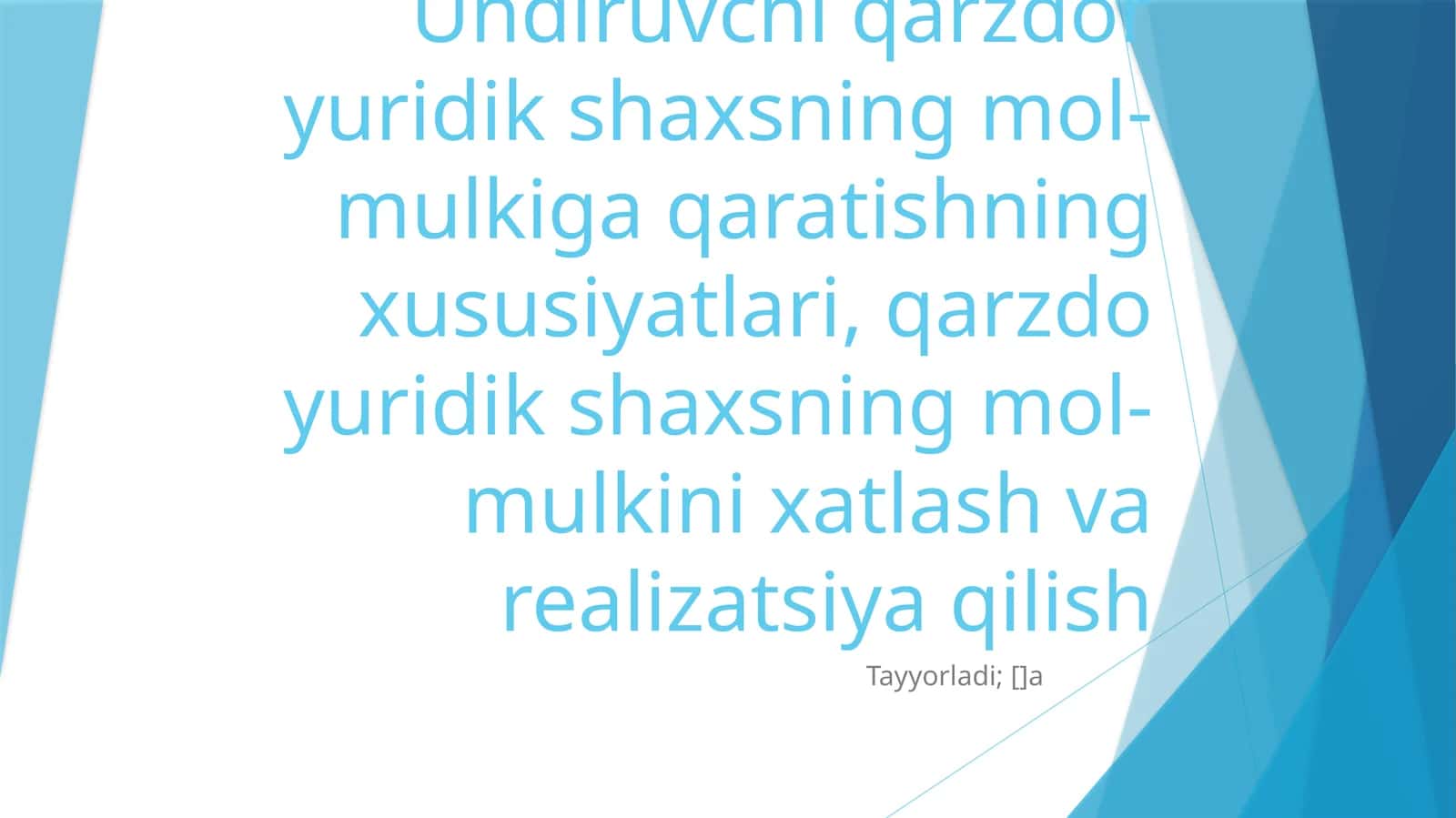 Undiruvni qarzdor yuridik shaxsning mol-mulkiga qaratishning xususiyatlari