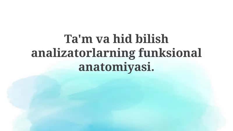 Ta'mvahidbilish analizatorlarning funksional anatomiyasi
