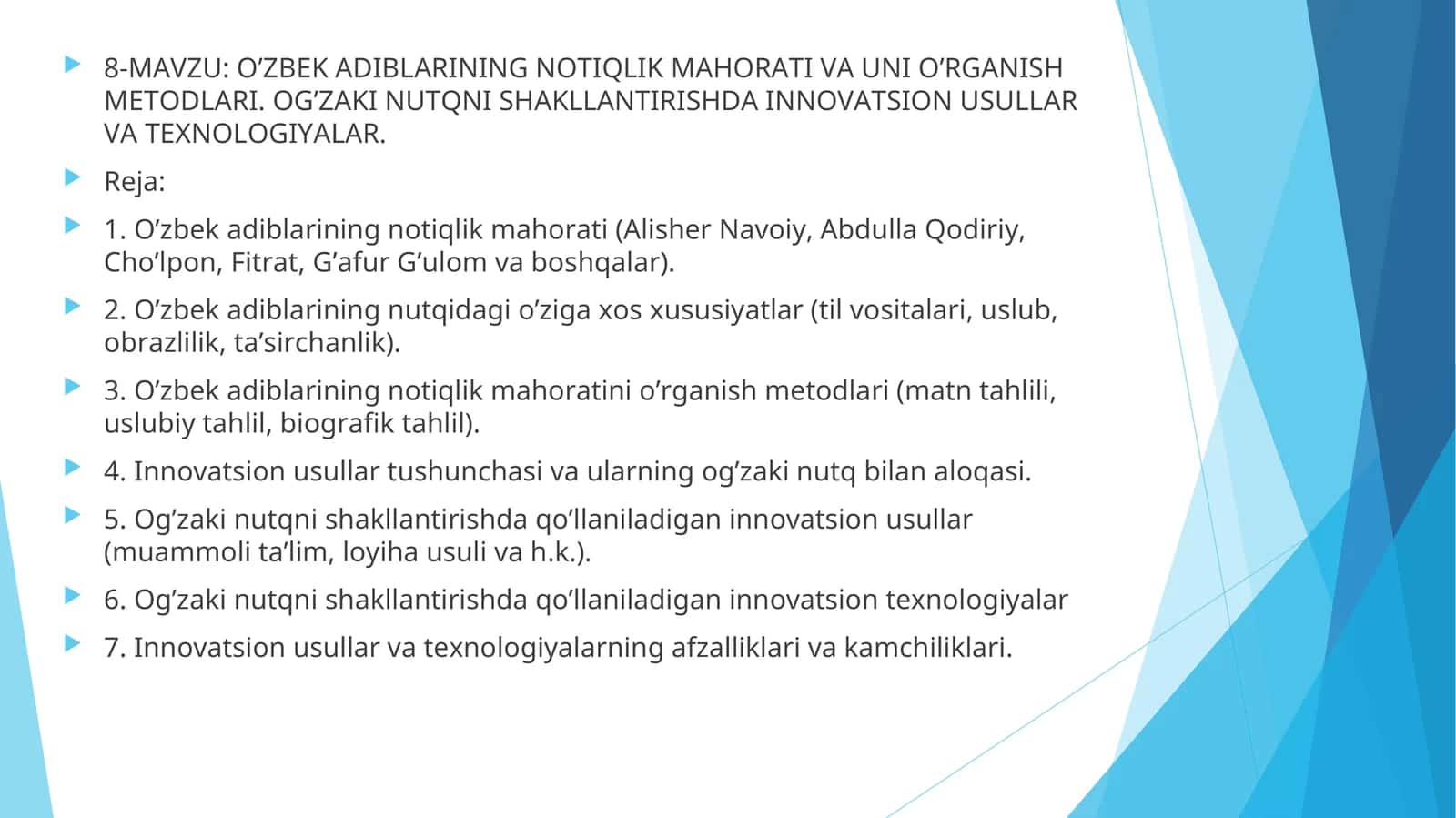 O’ZBEK ADIBLARINING NOTIQLIK MAHORATI VA UNI O’RGANISH METODLARI