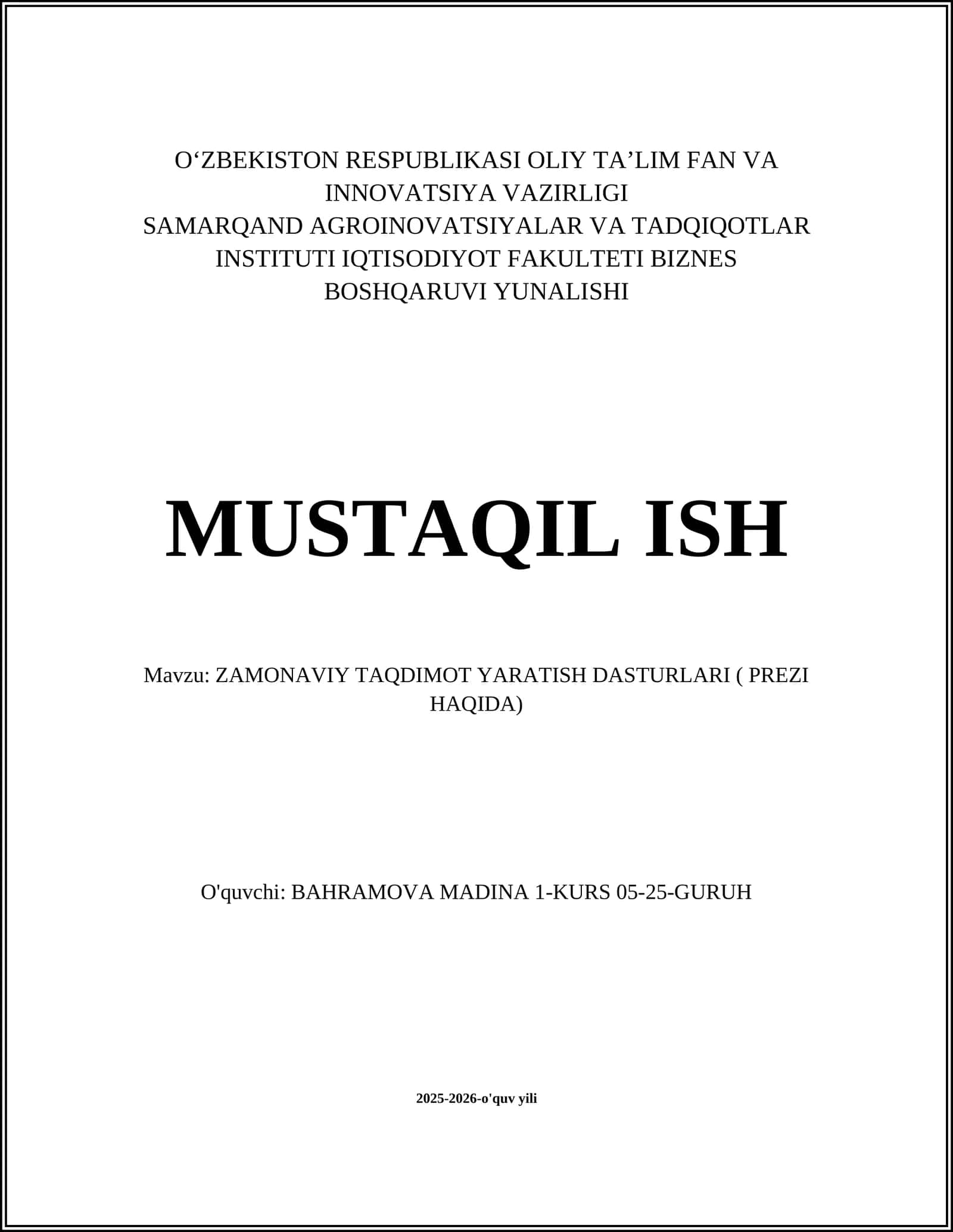 ZAMONAVIY TAQDIMOT YARATISH DASTURLARI ( PREZI HAQIDA)