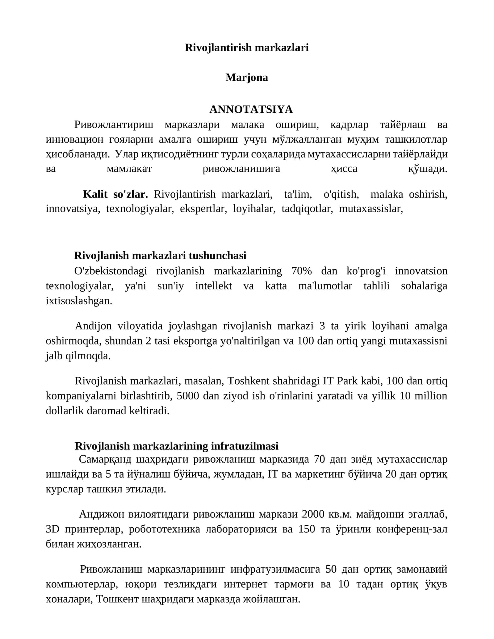 Rivojlantirish markazlari