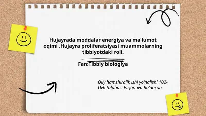 Hujayrada moddalar energiya va ma'lumot oqimi
