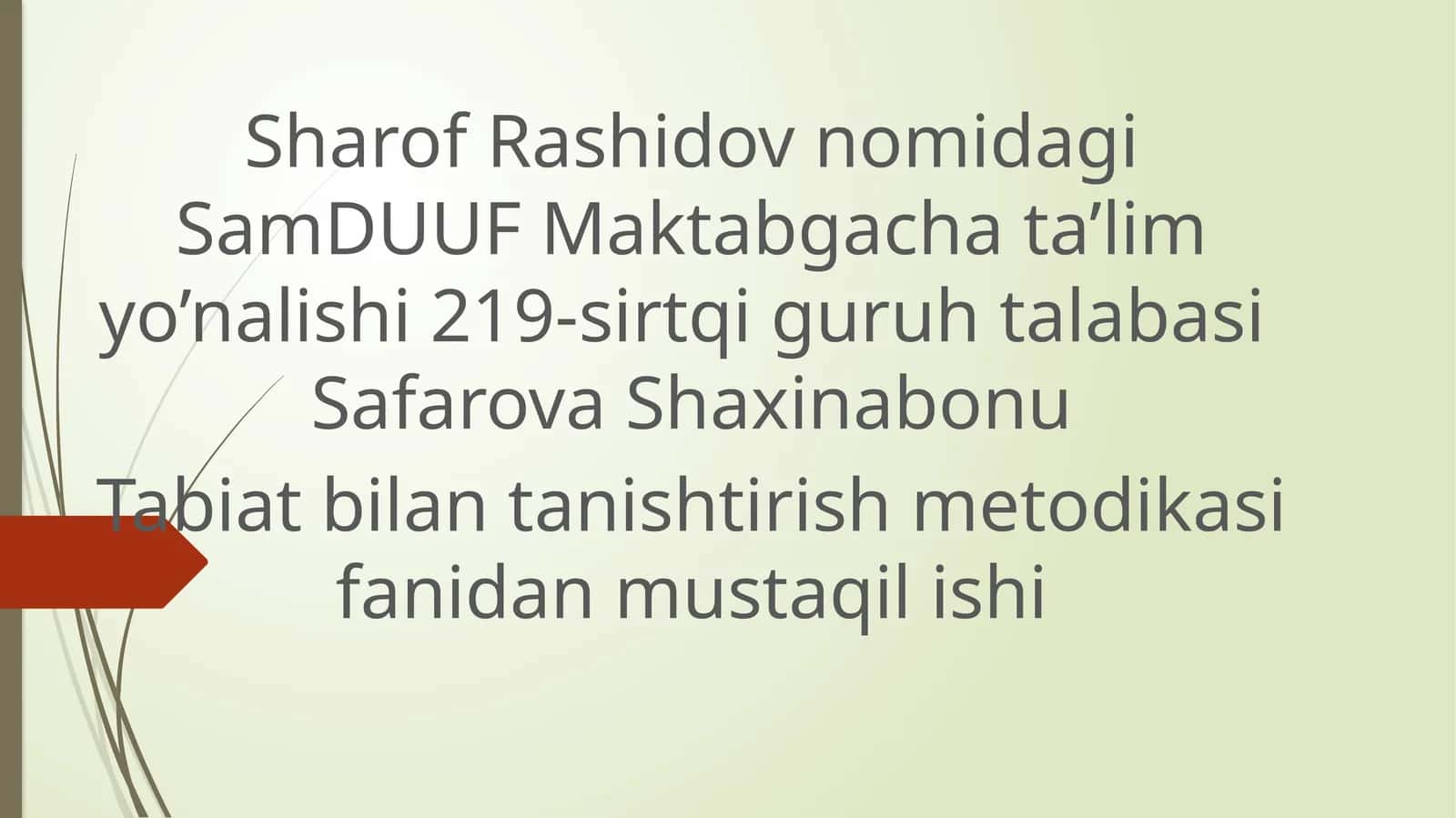 Kechki sayrni rejalashtirish plan-konspektini tuzish