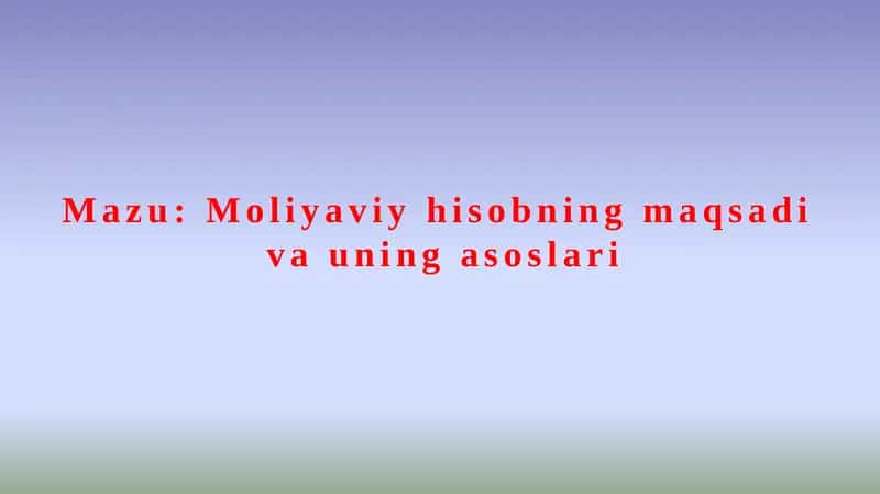 Moliyaviy Hisob