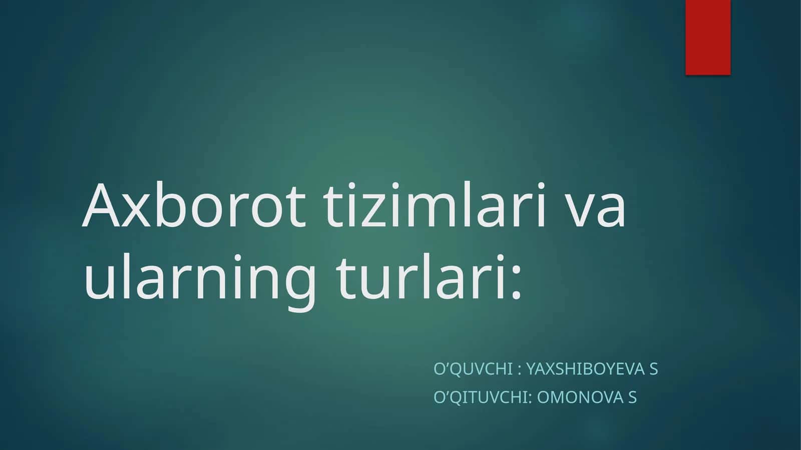 Axborot tizimlari va ularning turlari
