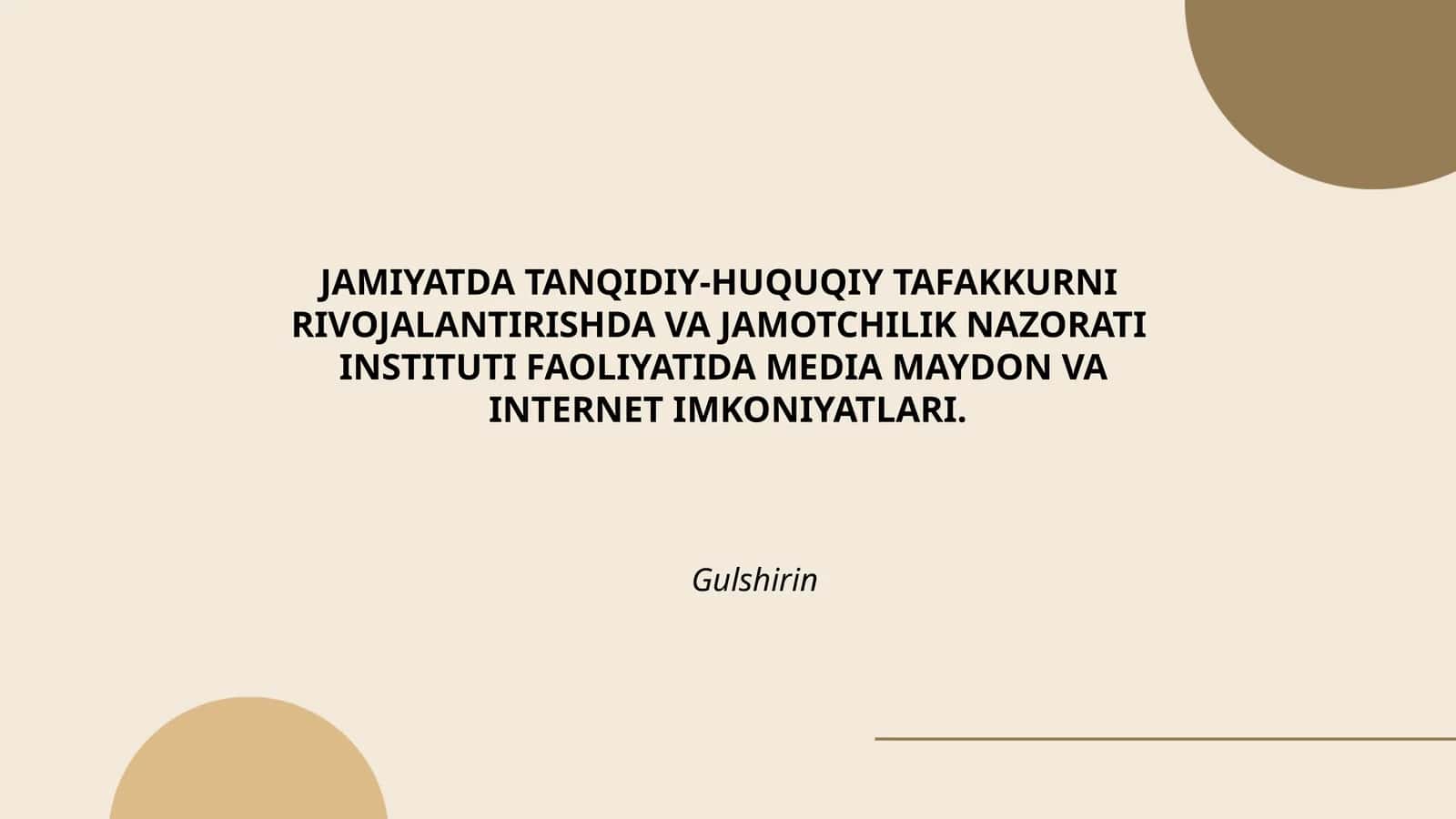 Jamiyatda Tanqidiy-Huquqiy Tafakkurni Rivojlantirishda va Jamotchilik Nazorati Institutining Faoliyati