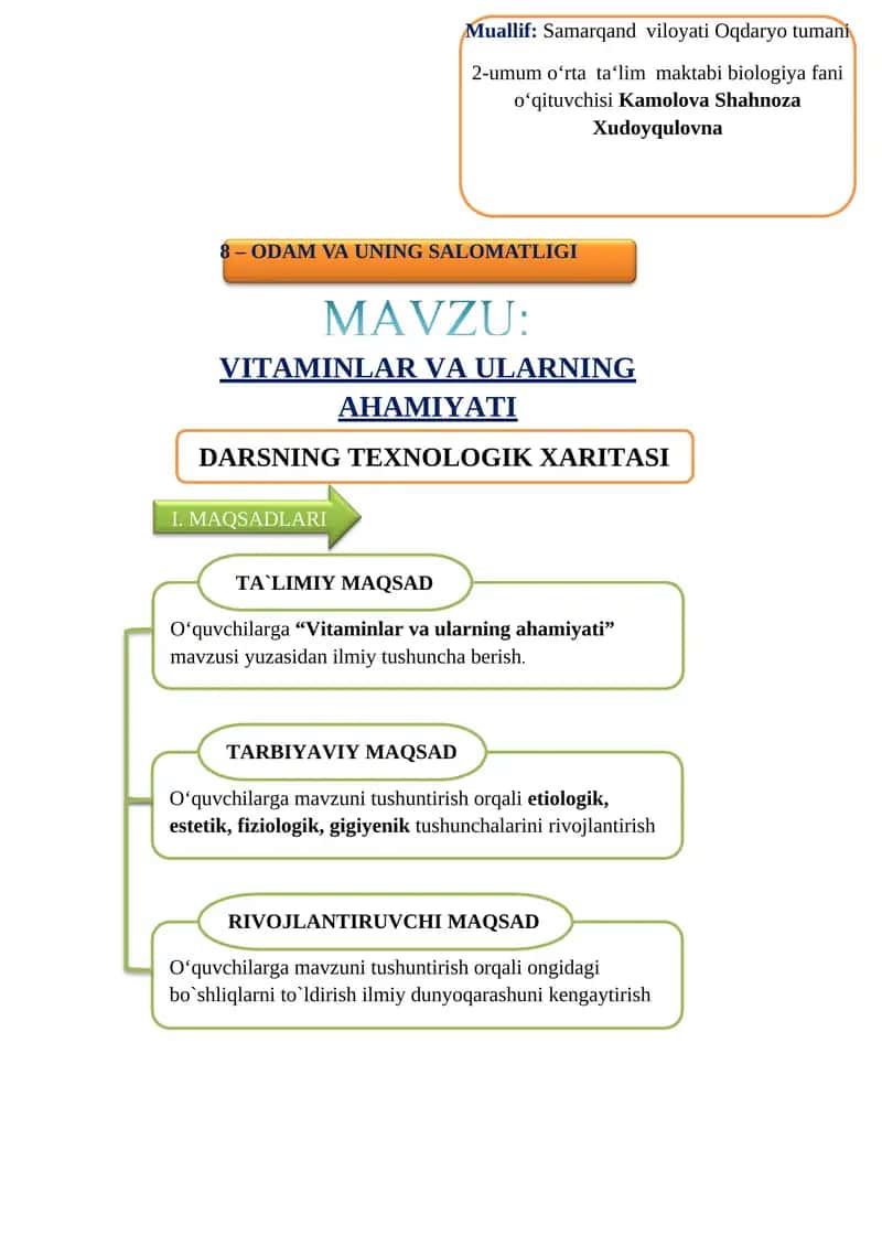 VITAMINLAR VA ULARNING AHAMIYATI