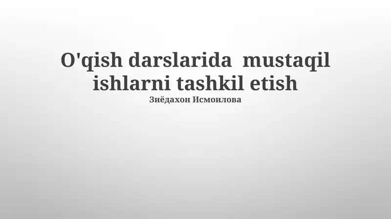 Mustaqil Ish Stantsiyalarini Yaratish