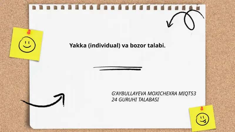 Yakka (individual) va bozor talabi