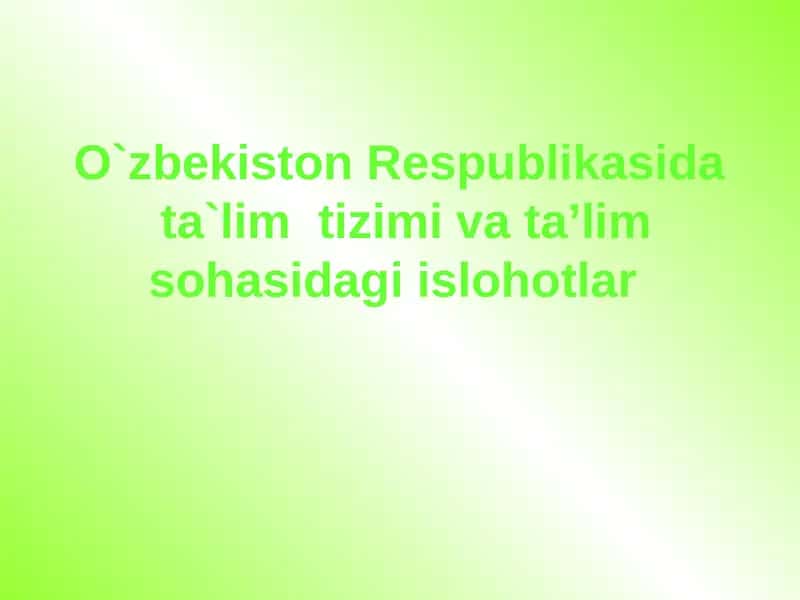 Uzluksiz ta’lim kadrlar tayyorlash tizimi