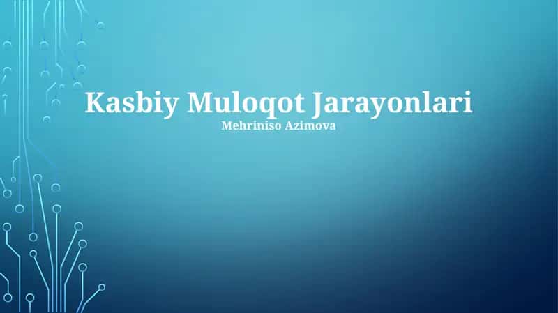 Kasbiy Muloqot Jarayonlari