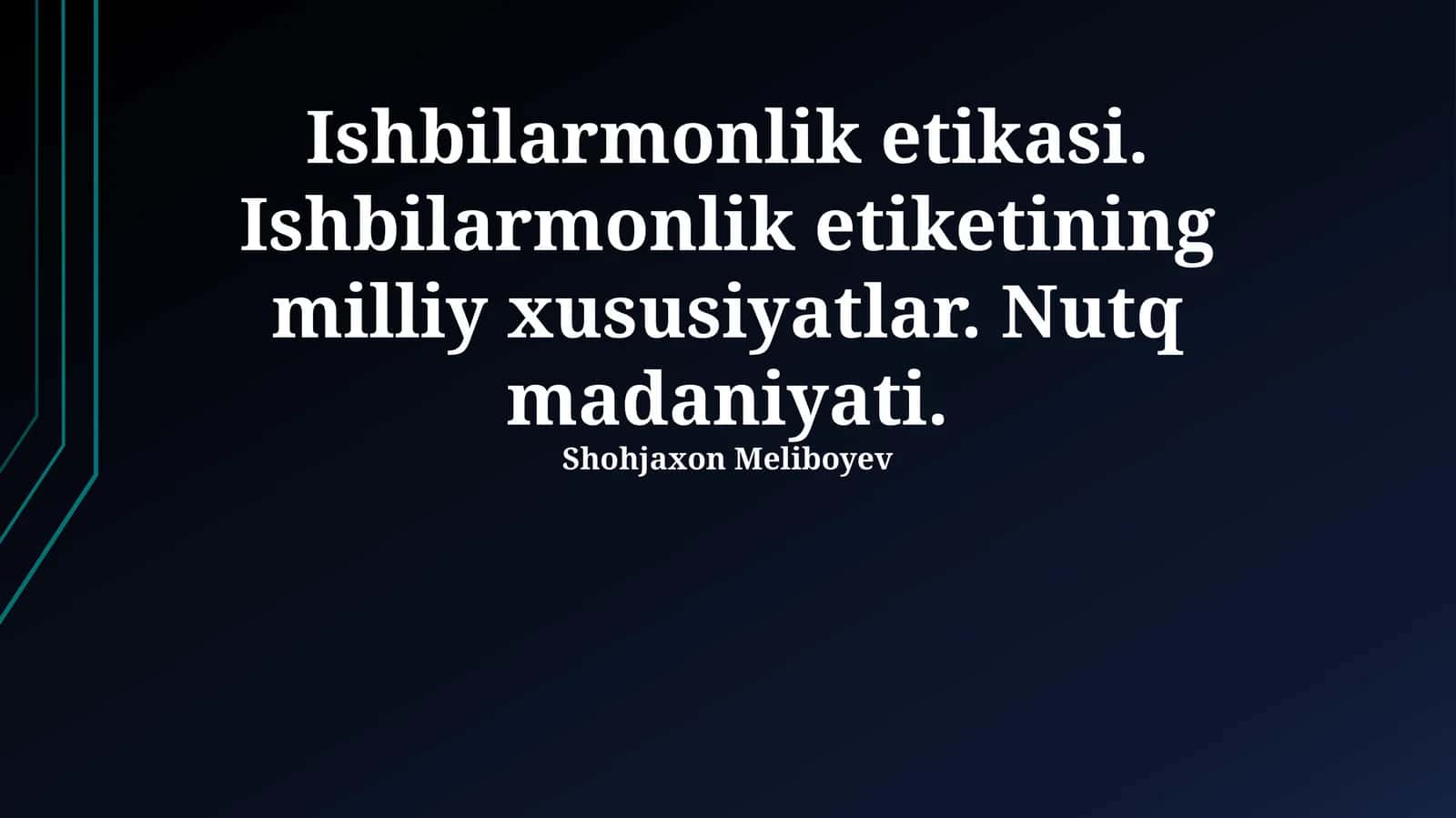 Ishbilarmonlik etikasi