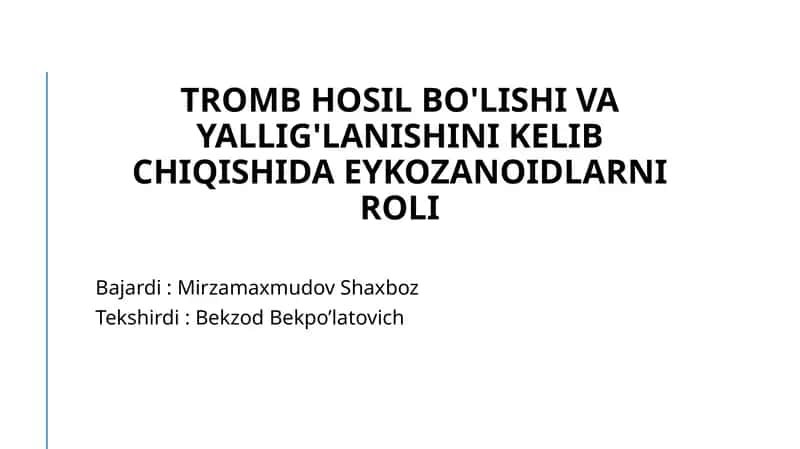 Eikozanoidlar va tromboz