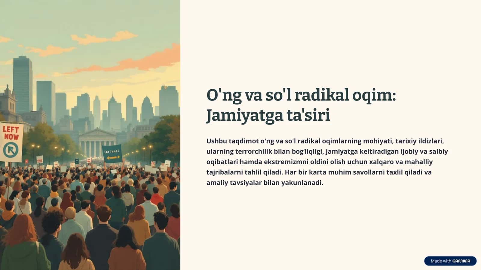 O'ng va so'l radikal oqim: Jamiyatga ta'siri