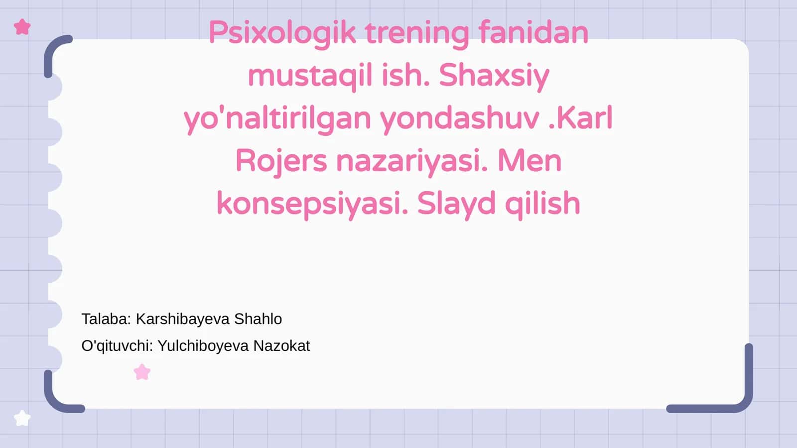 Psixologik Trening Fanidan Mustaqil Ish