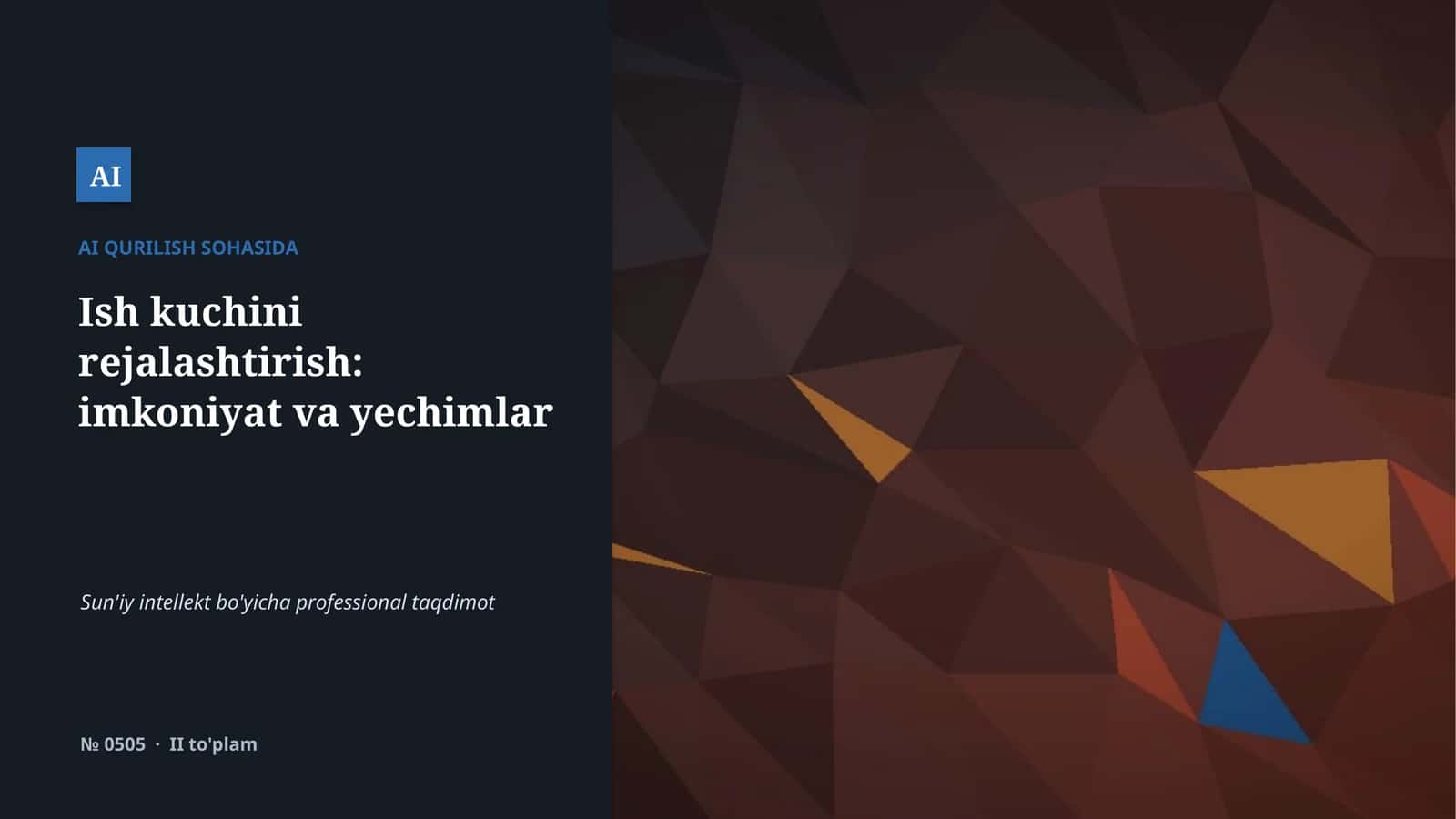 Qurilishda AI loyihalashtirish, xavfsizlik va sifat nazoratini yaxshilab, xarajat hamda muddatlarni kamaytiradi