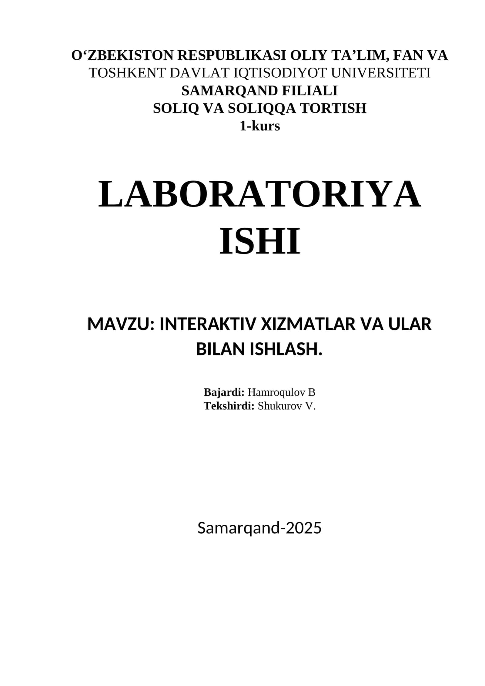 INTERAKTIV XIZMATLAR VA ULAR BILAN ISHLASH