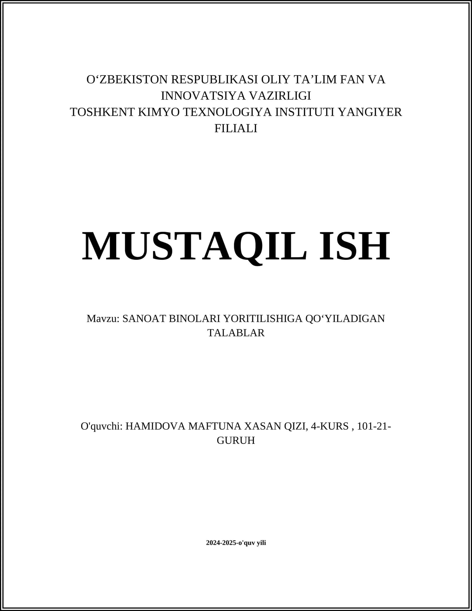 Sanoat binolari yoritilishiga qo‘yiladigan talablari