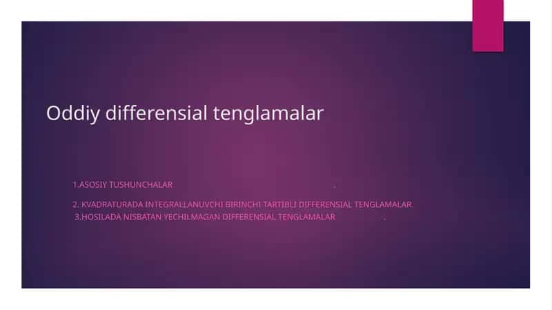 Oddiydifferensialtenglamalar