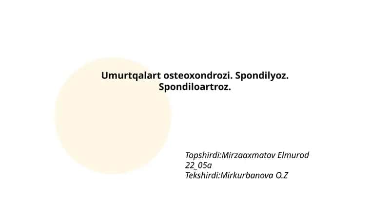 Umurtqalart osteoxondrozi va spondiloartroz