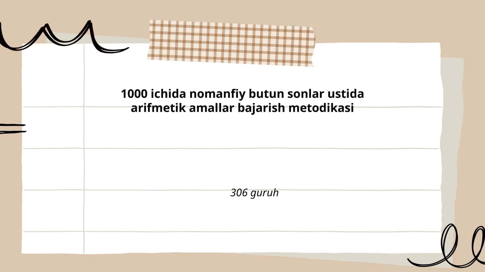 1000 ichida nomanfiy butun sonlar ustida arifmetik amallar bajarish metodikasi