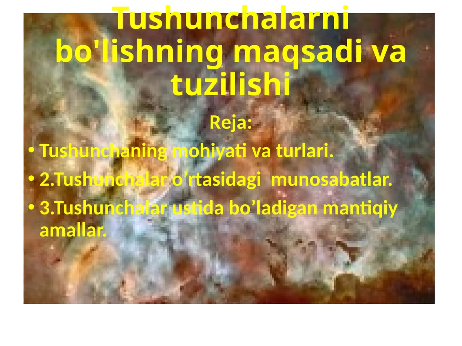 Tushunchalarni bo'lishning maqsadi va tuzilishi