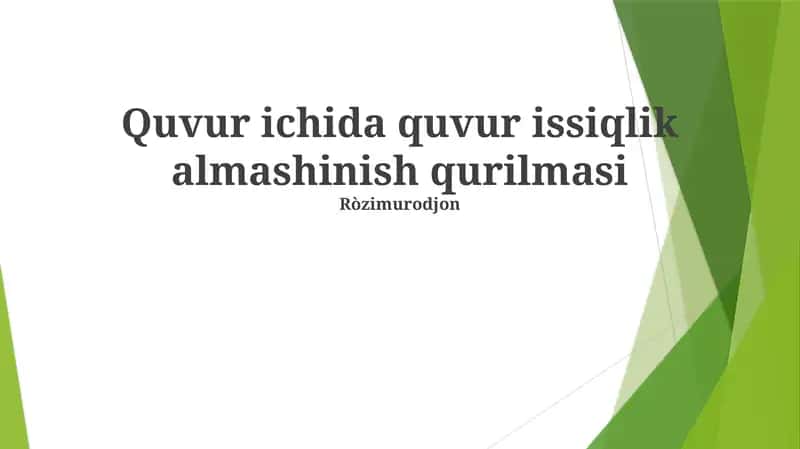 Trubka ichida trubka issiqlik almashtirgichlari (PIPHX)