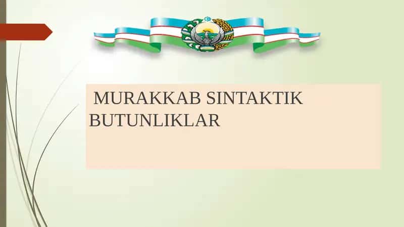MURAKKAB SINTAKTIK BUTUNLIKLAR