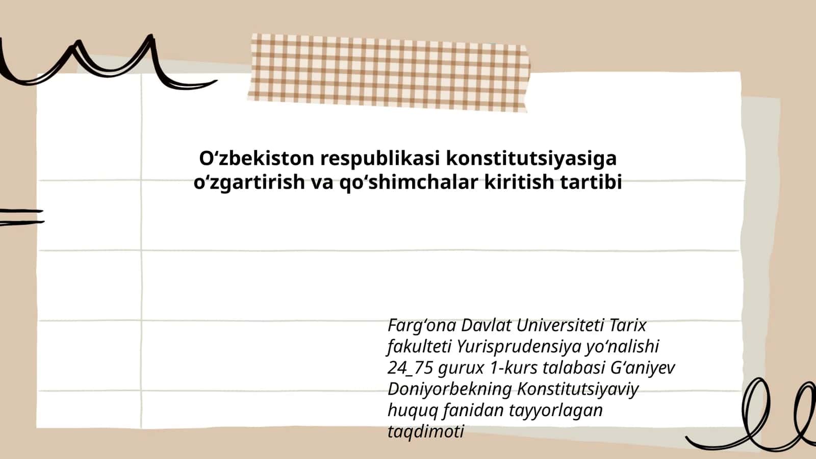 Konstitutsiyaviy huquq fanidan tayyorlagan taqdimoti