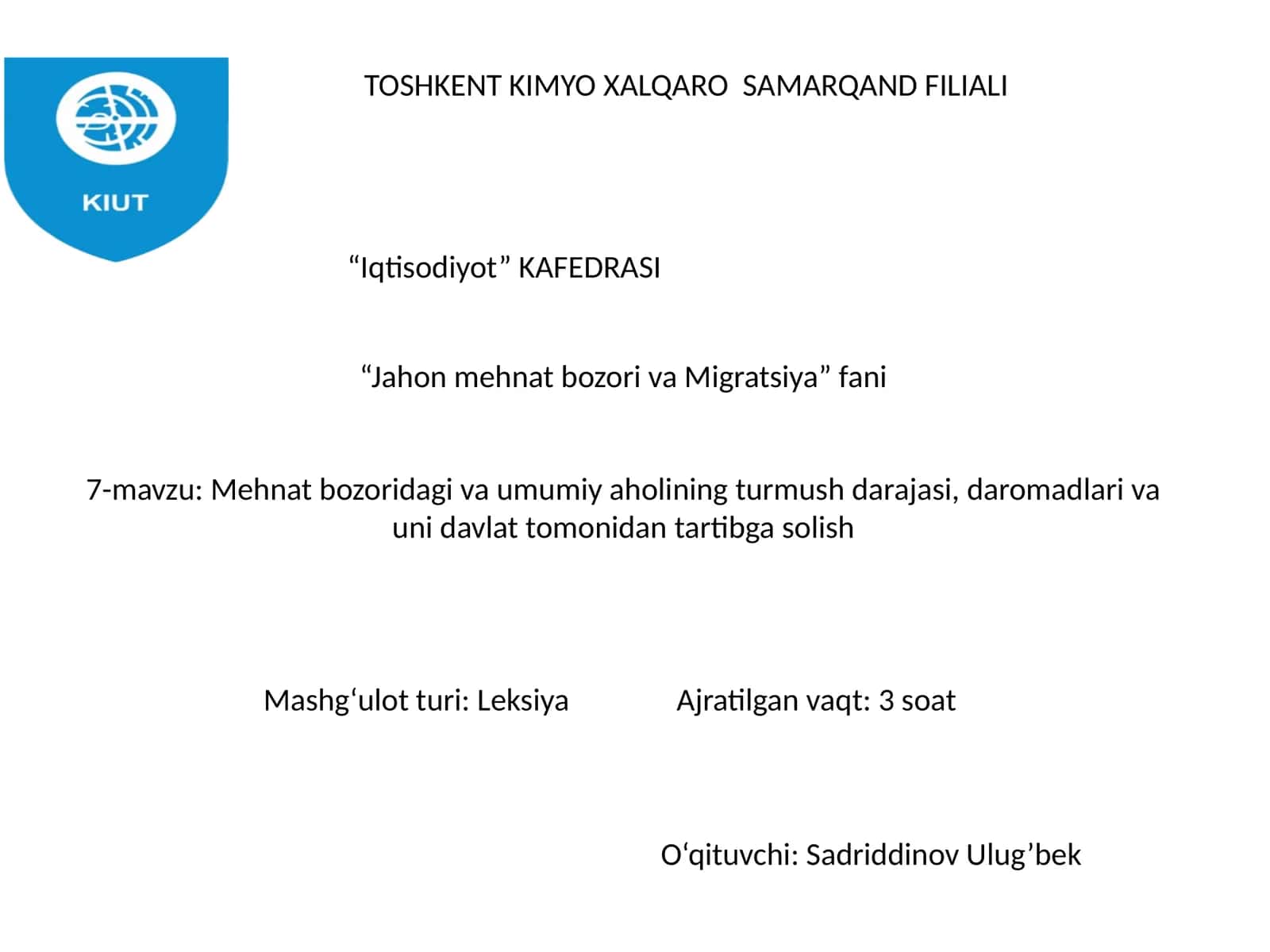 Mehnat bozoridagi va umumiy aholining turmush darajasi, daromadlari va uni davlat tomonidan tartibga solish