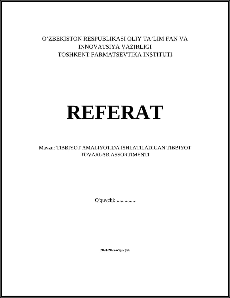 Diagnostika Vositalari Assortimenti