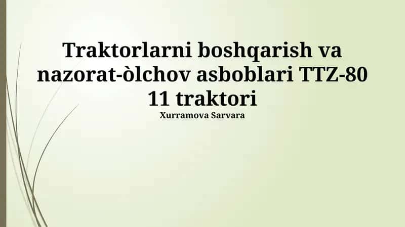 TTZ-80.11 Тракторнинг бошқарув тизимлари