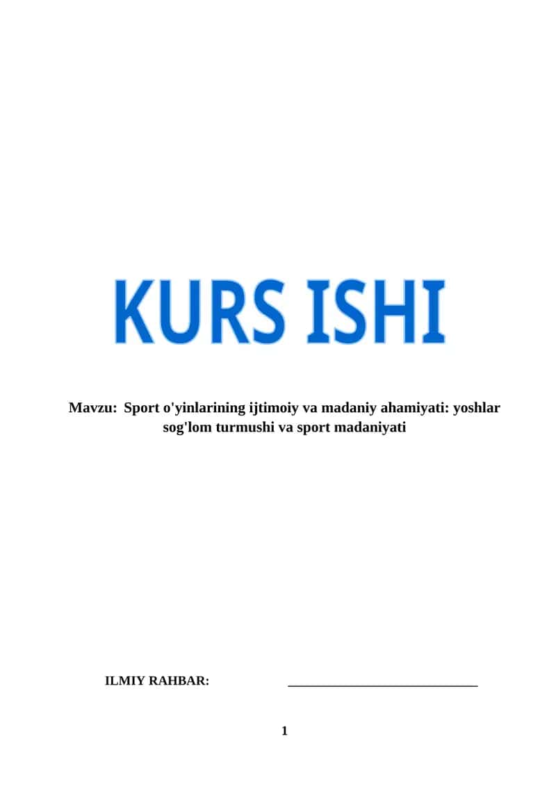 Sport o'yinlarining ijtimoiy va madaniy ahamiyati: yoshlar sog'lom turmushi va sport madaniyati