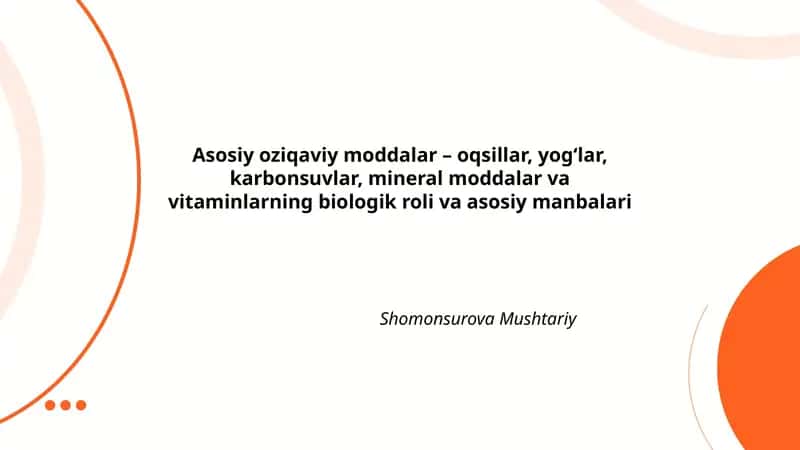Asosiy oziqaviy moddalar