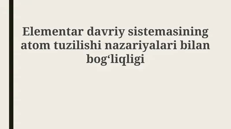 Atom tuzilishi nazariyasi