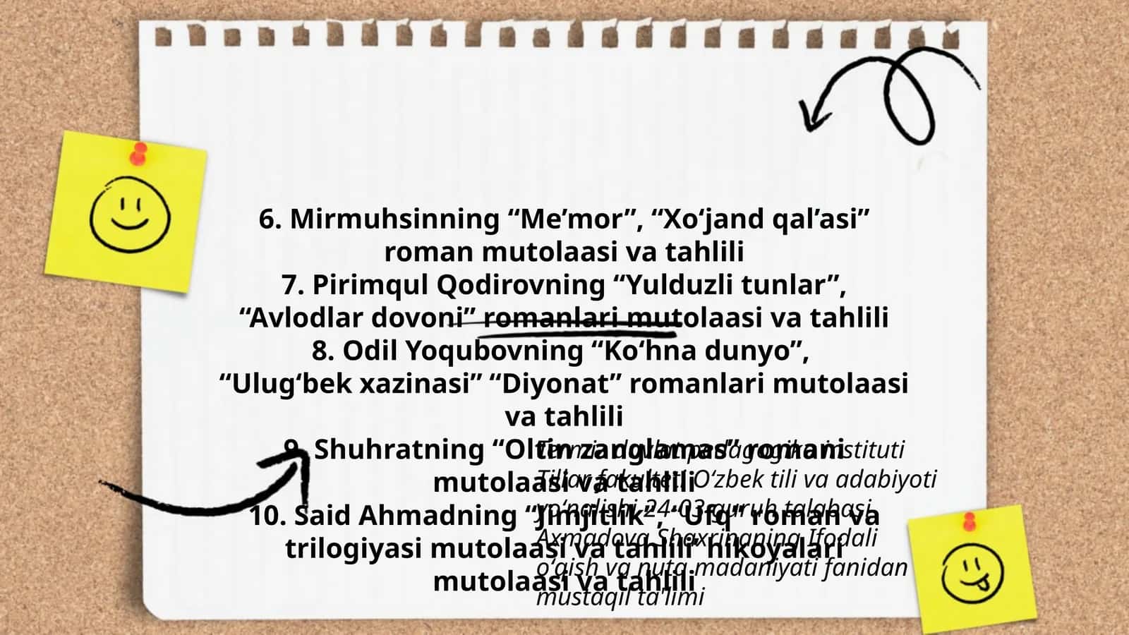 Ifodali oʻqish va nutq madaniyati fanidan mustaqil ta'limi