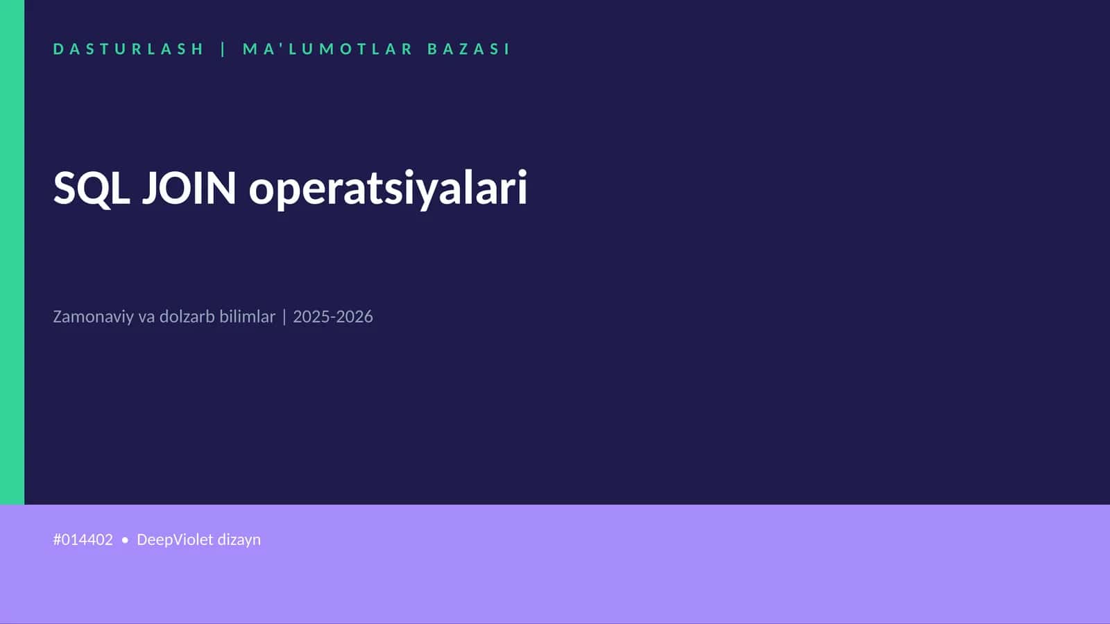 SQL JOIN operatsiyalari