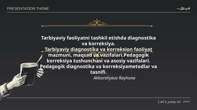 Tarbiyaviy faoliyatni tashkil etishda diagnostika va korreksiya