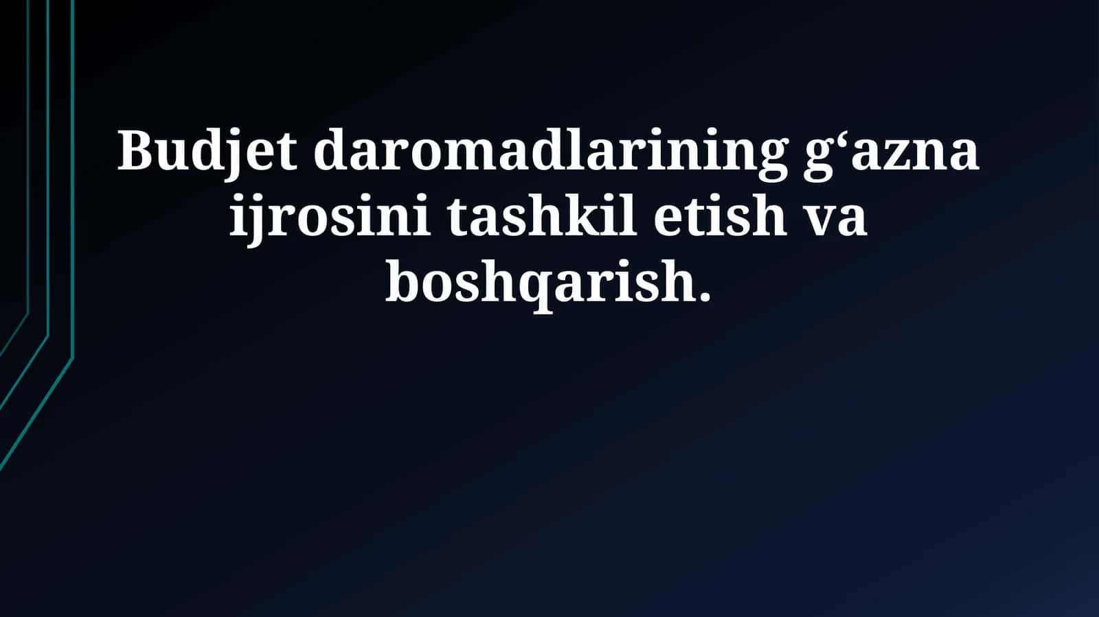 Budjet daromadlarining g‘azna ijrosini tashkil etish va boshqarish