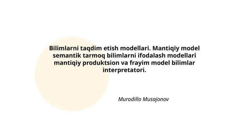 Bilimlarni taqdim etish modellari
