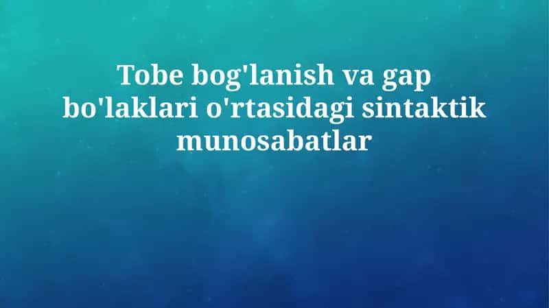Mavzuning dolzarbligi