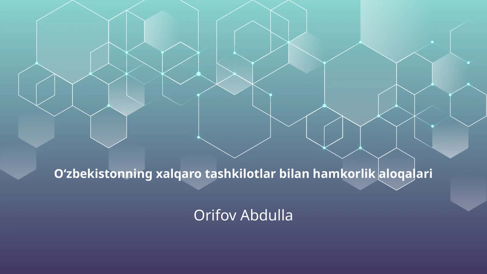 Xalqaro Tashkilotlar bilan Hamkorlik Aloqalari