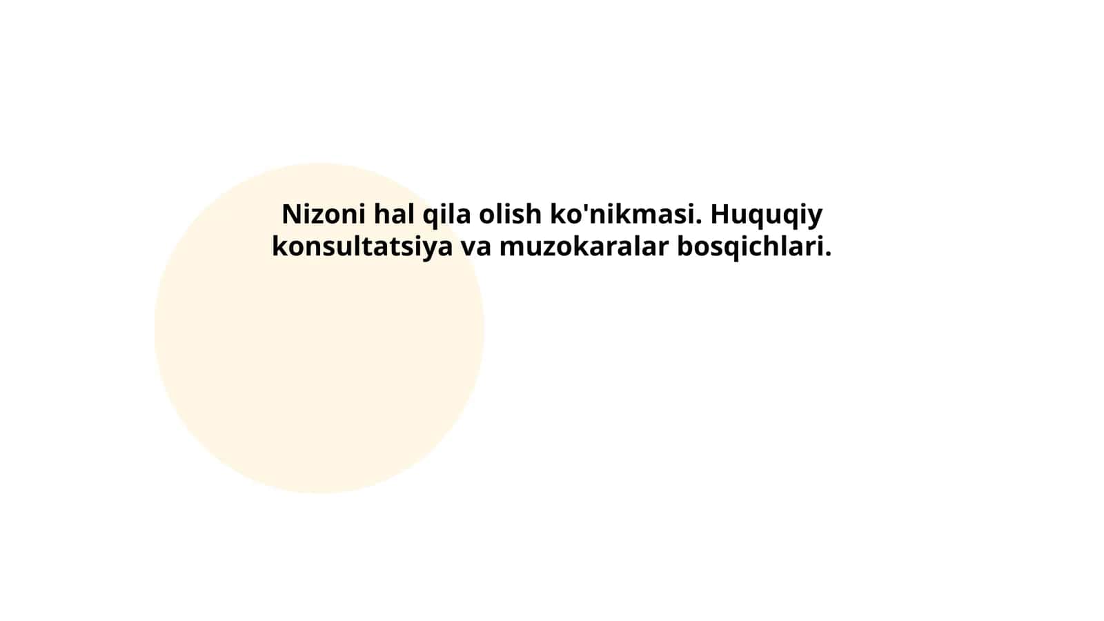 Nizoni hal qila olish ko'nikmasi. Huquqiy konsultatsiya va muzokaralar bosqichlari