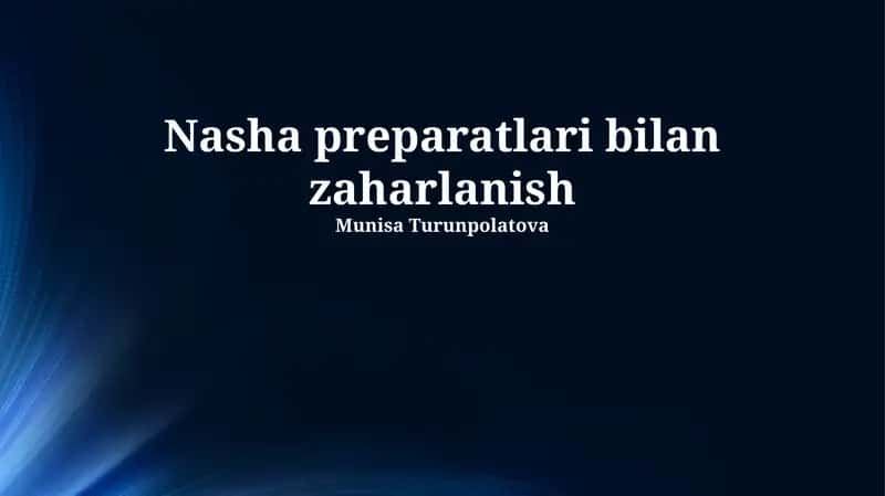 Narkоtik Dоri-darmonlar bilan Zaharlanish