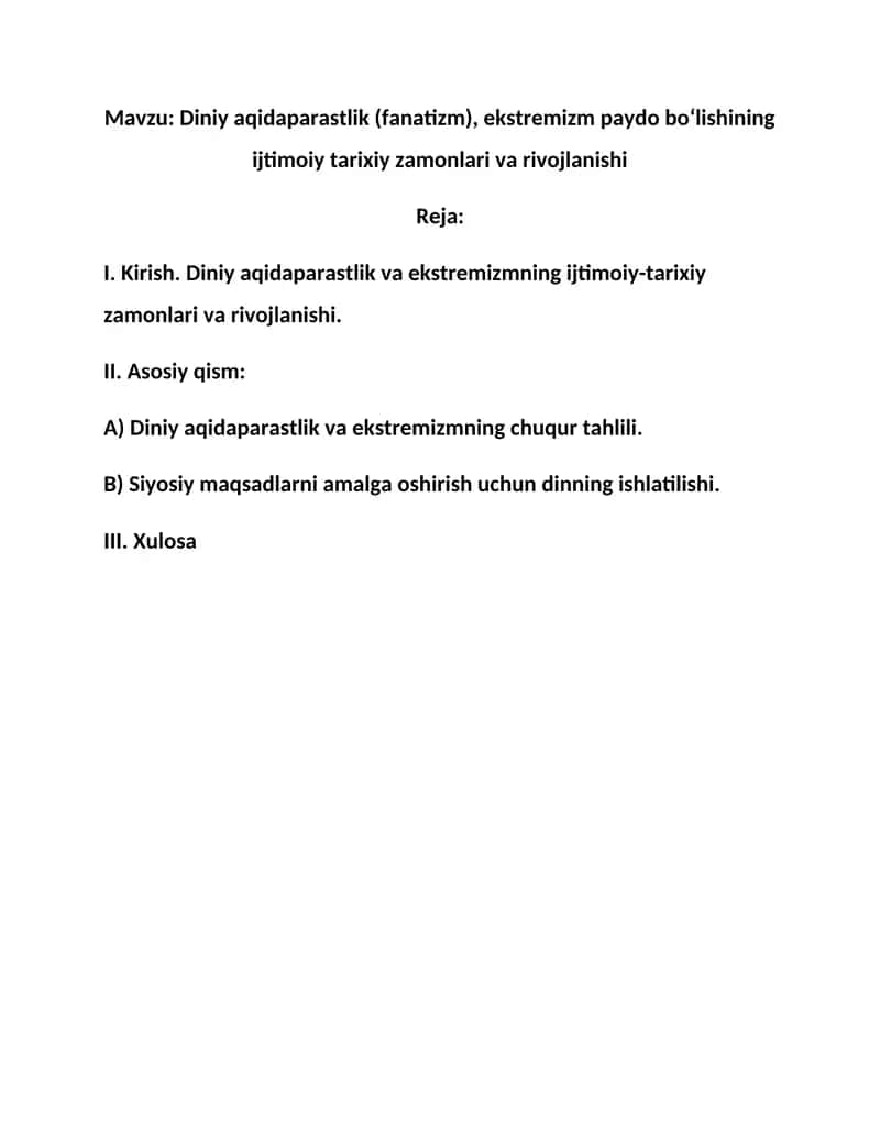 Diniy aqidaparastlik va ekstremizm